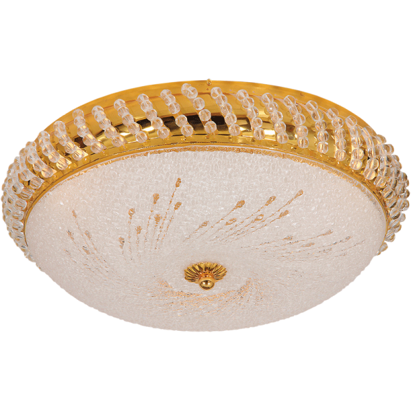 Bright Star Lighting CF497 LARGE Gold Metal Base Fitting with Clear Acrylic Beads and Patterned Glass
