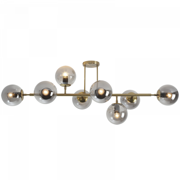 Bright Star Lighting CF562/8 GD/SM Satin Gold Metal Ceiling Fitting with Smoke Colour Glass
