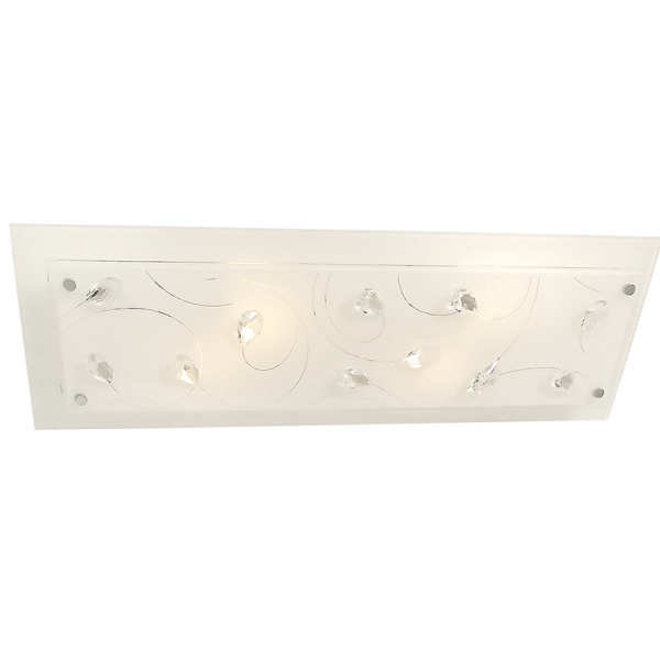 Bright Star Lighting CF634/4 WHITE White Patterned Glass Fitting with Clear Acrylic Crystals