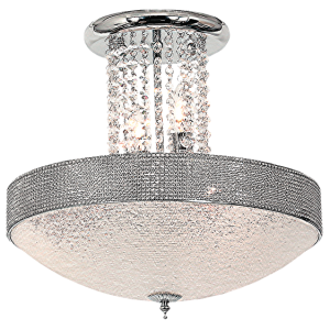 Bright Star Lighting CF722/5 CHROME Polished Chrome Fitting with Stippled Glass and Clear Acrylic Crystals