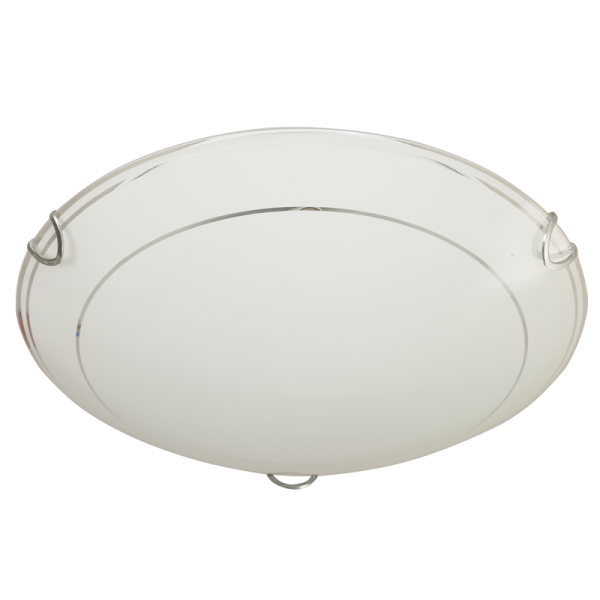 Bright Star Lighting CF726 LARGE LED Ceiling Fitting with Metal Base Patterned Frosted Glass and Chrome Clips