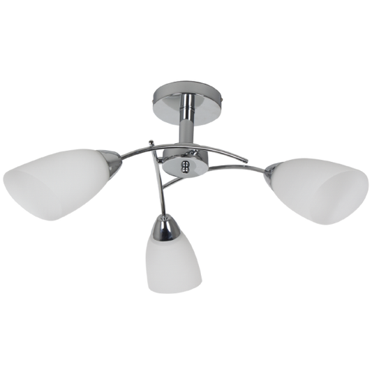 Bright Star CH019/3 SATIN POLISHED CHR WHITE GLASS 3 X 60W ES
