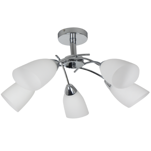Bright Star CH019/5 SATIN POLISHED CRH WHITE GLASS 5 X 60W ES