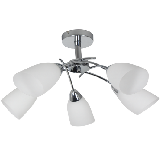 Bright Star CH019/5 SATIN POLISHED CRH WHITE GLASS 5 X 60W ES