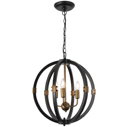 Bright Star CH081/3 BK/GD BK/GD METAL ROUND CHANDELIER 3X60WSES