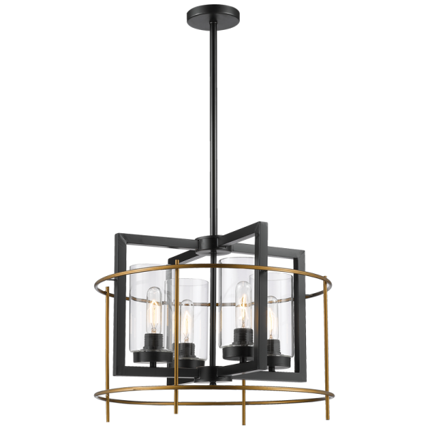 Bright Star CH082/4 BK/GD METAL BK/GD CHANDELIER CLEAR GLASS 4X60W ES