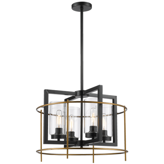 Bright Star CH082/4 BK/GD METAL BK/GD CHANDELIER CLEAR GLASS 4X60W ES