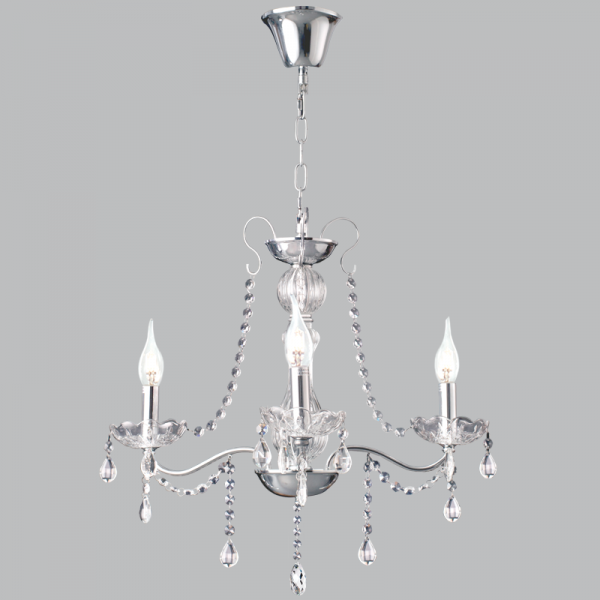 Bright Star Lighting CH104/3 CHROME Polished Chrome Chandelier with Crystals