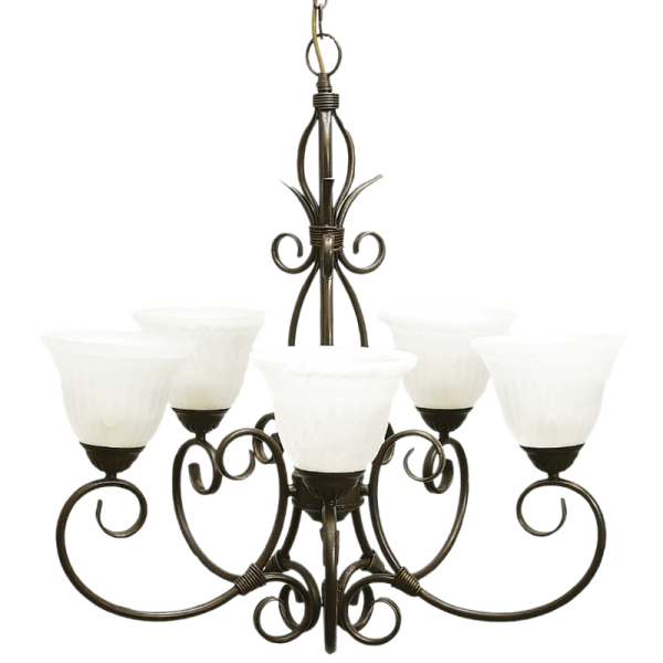 Bright Star Lighting CH1470/5 OLD GD Metal Chandelier with Alabaster Glass