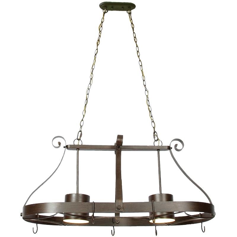 Bright Star Lighting CH1539/2 OLD GOLD Metal Kitchen Chandelier with Hooks