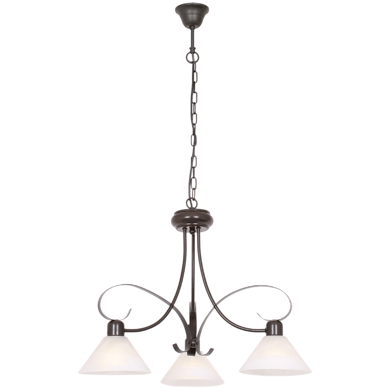 Bright Star Lighting CH164/3 BK/BROWN Metal Chandelier with Alabaster Glass