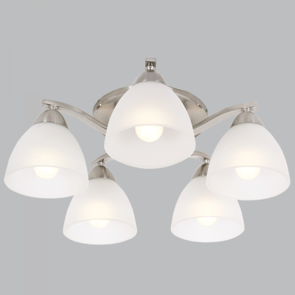 Bright Star Lighting CH168/5 SATIN Satin Chrome Chandelier with Frosted Glass
