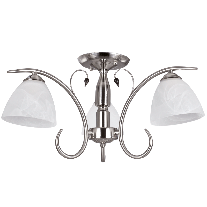 Bright Star Lighting CH179/3 SATIN Satin Chrome Chandelier with Alabaster Glass