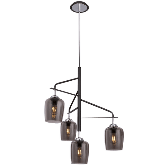 Bright Star CH246/4 BLACK POLISHED CHR WITH BLK METAL SMOKE GLASS 4X60W ES
