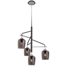 Bright Star Lighting CH246/4 BLACK Polished Chrome Chandelier with Metal and Smoke Colour Glass