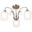 Bright Star Lighting CH250/3 SATIN Satin Chrome Chandelier with Clear Outer Glass and Frosted Inner Glass