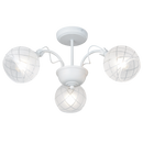 Bright Star Lighting CH251/3 MATT WHITE Metal and Clear Frosted Patterned Glass Chandelier