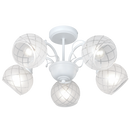 Bright Star Lighting CH251/5 MATT WHITE Metal and Clear Frosted Patterned Glass Chandelier