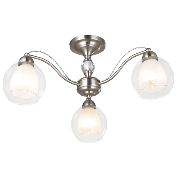 Bright Star CH252/3 SATIN SATIN CHR CLEAR OUTER,FROSTED INNER GLS 3X40W SES