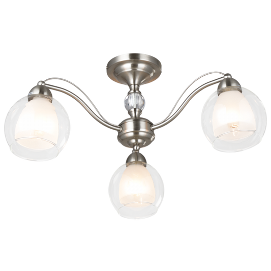 Bright Star CH252/3 SATIN SATIN CHR CLEAR OUTER,FROSTED INNER GLS 3X40W SES