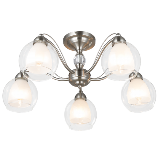 Bright Star CH252/5 SATIN SATIN CHR CLEAR OUTER,FROSTED INNER GLS 5X40W SES
