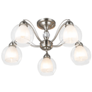 Bright Star Lighting CH252/5 SATIN Satin Chrome Chandelier with Clear Outer Glass and Frosted Inner Glass