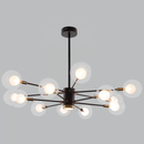 Bright Star Lighting CH254/12 BK/GOLD Black and Gold Metal Chandelier with Clear Outer Glass and White Inner Glass