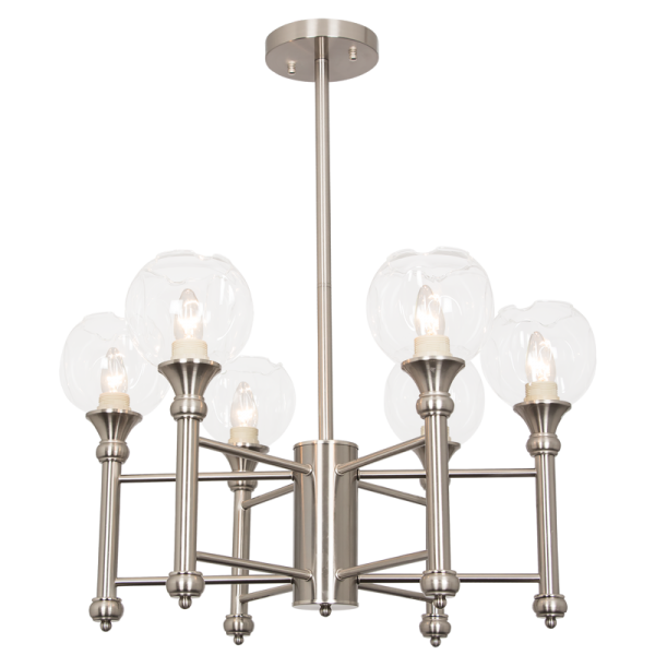 Bright Star Lighting CH263/6 SATIN Metal and Glass Chandelier