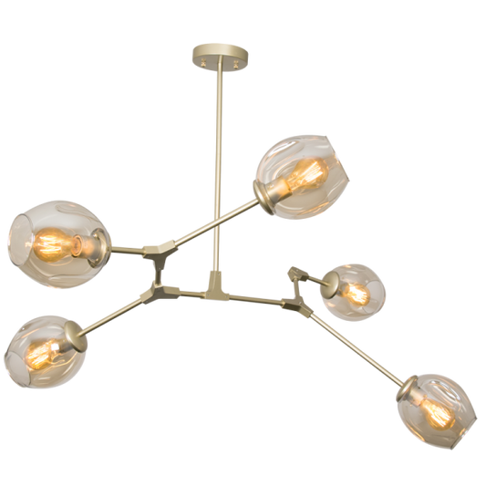 Bright Star CH265/5 GOLD GOLD METAL AND CHAMPAGNE GLASS ADJ HEIGHT 5X40W ES