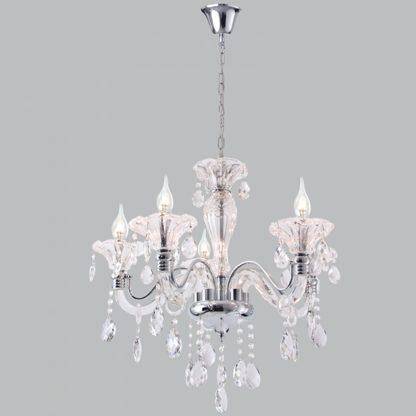 Bright Star Lighting CH266/5 CHROME Polished Chrome Chandelier with Crystals