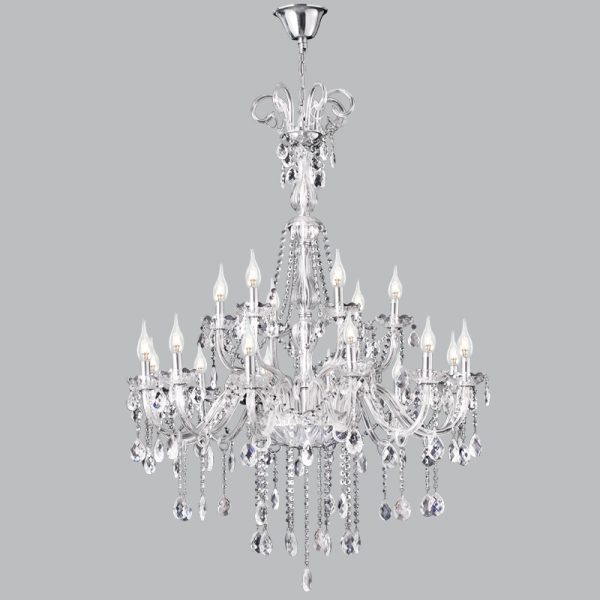 Bright Star Lighting CH267/12+6 CRYSTAL Polished Chrome Chandelier with Crystals