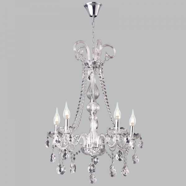 Bright Star Lighting CH267/5 CHROME Polished Chrome Chandelier with Crystals