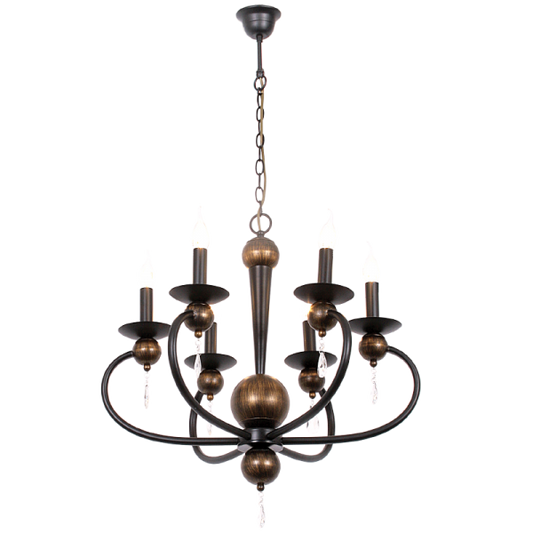 Bright Star CH3063/6 BK/GOLD BLK/GD METAL CHANDELIER 6X60W SES