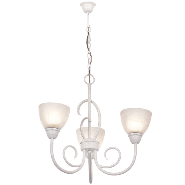 Bright Star Lighting CH3068/3 FRENCH WHIT Metal Chandelier with Alabaster Glass