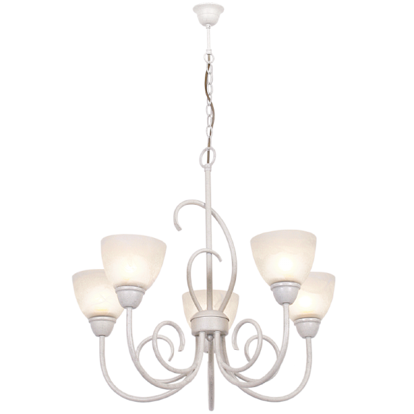 Bright Star Lighting CH3068/5 FRENCH WHIT Metal Chandelier with Alabaster Glass