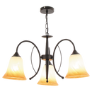 Bright Star Lighting CH366/3 BK Metal Chandelier with Fluted Amber Glass