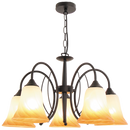 Bright Star Lighting CH366/5 BK Metal Chandelier with Fluted Amber Glass