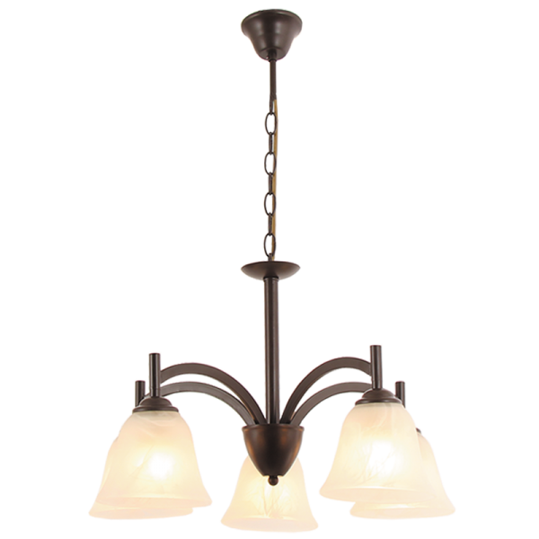 Bright Star Lighting CH375/5 COFFEE Metal Chandelier with Alabaster Glass