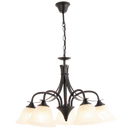 Bright Star Lighting CH376/5 BK Metal Chandelier with Alabaster Glass