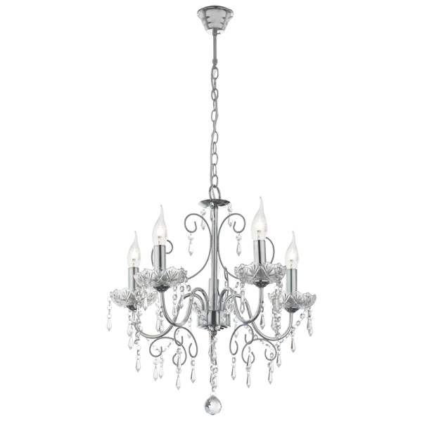 Bright Star Lighting CH388/5 CHROME Polished Chrome Chandelier with Crystals