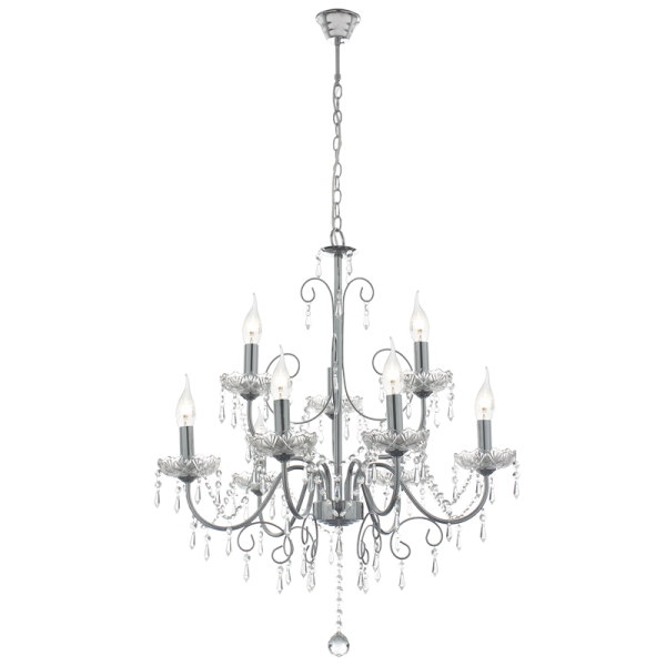 Bright Star Lighting CH388/9 CHROME Polished Chrome Chandelier with Crystals