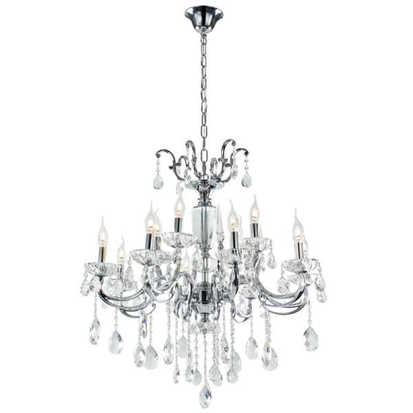 Bright Star Lighting CH426/8+4 CRYSTAL Polished Chrome Chandelier with Crystals