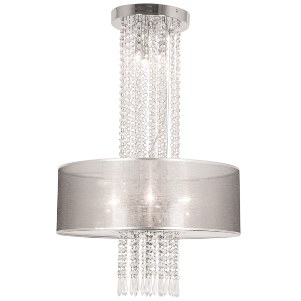 Bright Star Lighting CH471/3 CHROME Polished Chrome Chandelier with K9 Crystals and Transparent Grey Outer Shade
