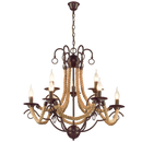 Bright Star Lighting CH475/9 BROWN Metal Chandelier with Rope