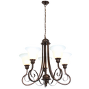 Bright Star Lighting CH481/5 BK/GD Metal Chandelier with Alabaster Glass
