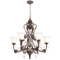 Bright Star Lighting CH5035/6 BR/GD Metal Chandelier with Fluted Alabaster Glass and Crystal Drops