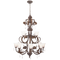 Bright Star Lighting CH5035/8+4 BRN/GOLD Metal / Resin Chandelier with Leaves and Crystal Drops, White Glass