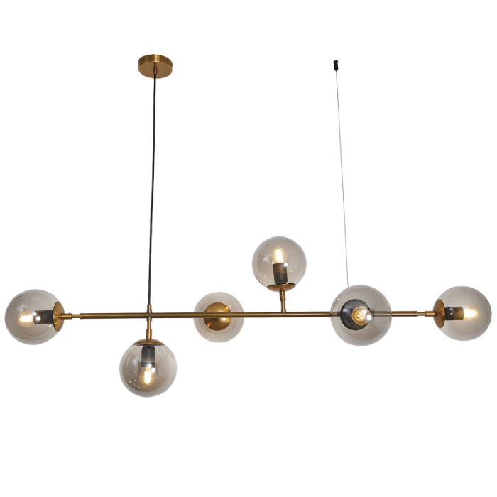 Bright Star Lighting CH508/6 GD/SM Satin Gold Chandelier with Smoke Colour Glass