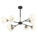 Bright Star Lighting CH509/8 BK/GD Metal Chandelier with White Glass