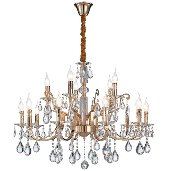 Bright Star Lighting CH511/15 CRYSTAL Iron, Clear Glass and Crystal Chandelier